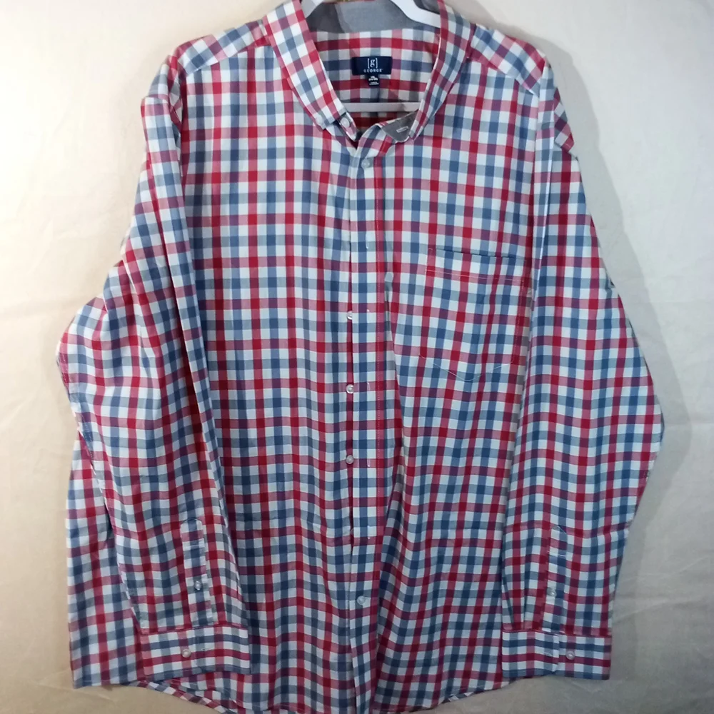 Goerge 🦚 Men's Checkered Shirt - Red, Blue, White